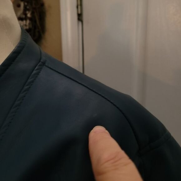 Faux Leather moto jacket blue Women's 1X 1XL motorcycle sexy - Picture 8 of 9